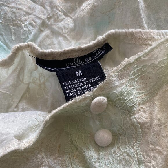 WILLI SMITH Green White Ombre Tie Dye Eyelet Crochet cotton Tank *MEDIUM* - Picture 5 of 5